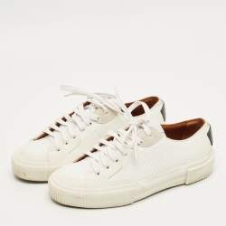 Pre Owned Givenchy  White/Black Leather and Rubber Low Top Sneakers Size 35.5