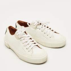 Pre Owned Givenchy  White/Black Leather and Rubber Low Top Sneakers Size 35.5