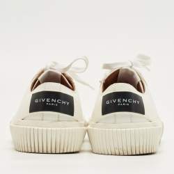 Pre Owned Givenchy  White/Black Leather and Rubber Low Top Sneakers Size 35.5