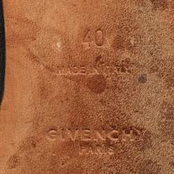 Pre Owned Givenchy Size 40 Black Leather Graphic Print Ballet Flats