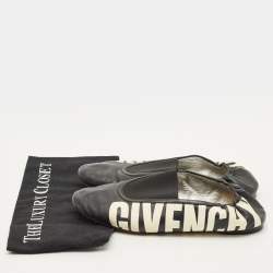 Pre Owned Givenchy Size 40 Black Leather Graphic Print Ballet Flats