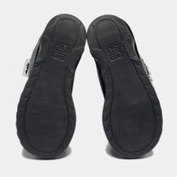 Pre Owned حذاء بوت كاحل جيفنشي أسود جلد مقاس 38 شـارك لوك طويل حتى الكاحل بكعب مخروطي