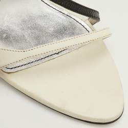 مملوكة مسبقًا Givenchy Open Toe Size 39 Black/White Lizard Embossed Leather D'orsay Sandals