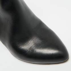 Pre Owned بوت جيفنشي جلد أسود شارك لوك كعب روكي مقاس 37