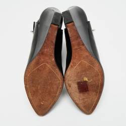 Pre Owned بوت جيفنشي جلد أسود شارك لوك كعب روكي مقاس 37