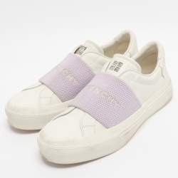 مملوكة مسبقًا Givenchy City Sport Size 38 White/Purple Leather Slip On Sneakers