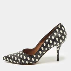Pre Owned Givenchy Polka Dot Size 36.5 Black/Cream Leather Pumps