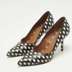 Pre Owned Givenchy Polka Dot Size 36.5 Black/Cream Leather Pumps