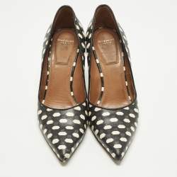 Pre Owned Givenchy Polka Dot Size 36.5 Black/Cream Leather Pumps