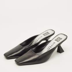 Pre Owned صندل سلايد جيفنشي مقدمة مربعة جلد أصفر مقاس 37.5