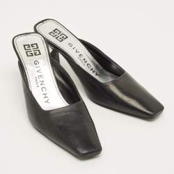 Pre Owned صندل سلايد جيفنشي مقدمة مربعة جلد أصفر مقاس 37.5