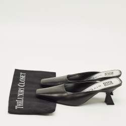 Pre Owned صندل سلايد جيفنشي مقدمة مربعة جلد أصفر مقاس 37.5