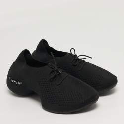 Pre Owned Givenchy TK-360 Size 37 Black Knit Fabric Low Top Sneakers