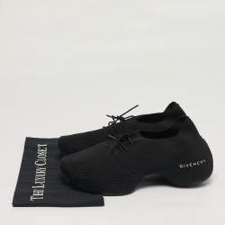 Pre Owned Givenchy TK-360 Size 37 Black Knit Fabric Low Top Sneakers