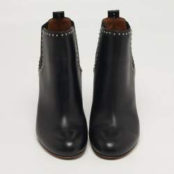 Pre Owned Givenchy Size 40 Black Studded Leather Round Toe Ankle Boots 