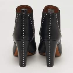Pre Owned Givenchy Size 40 Black Studded Leather Round Toe Ankle Boots 