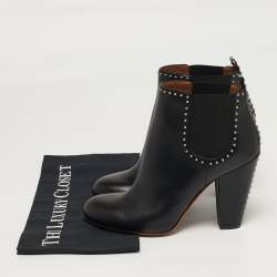 Pre Owned Givenchy Size 40 Black Studded Leather Round Toe Ankle Boots 