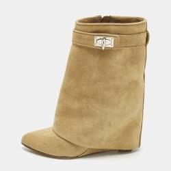 مملوكة مسبقًا Givenchy Shark Lock Size 37 Brown Suede Ankle Length Boots