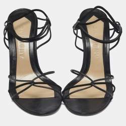 Pre Owned Givenchy Size 38.5 Black Leather and Suede Strappy Sandals