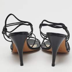 Pre Owned Givenchy Size 38.5 Black Leather and Suede Strappy Sandals