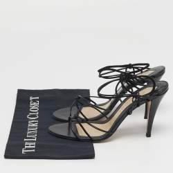 Pre Owned Givenchy Size 38.5 Black Leather and Suede Strappy Sandals