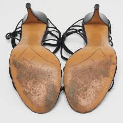 Pre Owned Givenchy Size 38.5 Black Leather and Suede Strappy Sandals