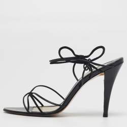 Pre Owned Givenchy Size 38.5 Black Leather and Suede Strappy Sandals