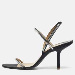 Pre Owned صندل جلد محبوكة ومطاط مع حزام للكاحل جيفنشي 4G بني مقاس 39