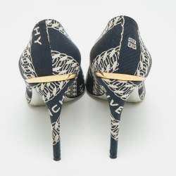 Pre Owned Givenchy G-Chain Size 39 Navy Blue/White Canvas Givenchy Chain Pumps