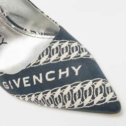 Pre Owned Givenchy G-Chain Size 39 Navy Blue/White Canvas Givenchy Chain Pumps