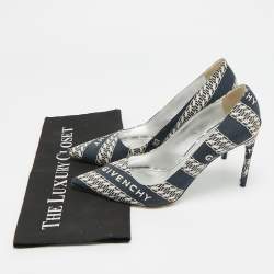 Pre Owned Givenchy G-Chain Size 39 Navy Blue/White Canvas Givenchy Chain Pumps