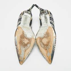 Pre Owned Givenchy G-Chain Size 39 Navy Blue/White Canvas Givenchy Chain Pumps