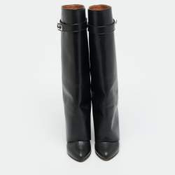 Pre Owned Givenchy Shark Lock Size 39 Black Leather Knee Length Boots