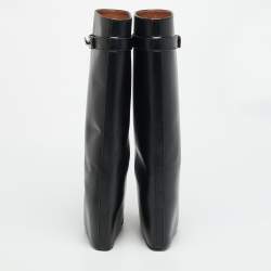 Pre Owned Givenchy Shark Lock Size 39 Black Leather Knee Length Boots