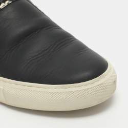 Pre Owned Givenchy Size 37.5 Black Leather and Python Embossed Leather Slip On Sneakers