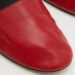 Pre Owned ميوّل مسطحة جلد وأستك بشعار جيفنشي بيدفورد أحمر/أسود مقاس 39