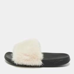 مملوكة مسبقًا Givenchy Size 39 Cream Mink Fur Flat Slide
