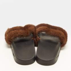 Pre Owned Givenchy Size 36 Dark Brown Mink Fur Pool Slide