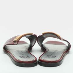 Pre Owned Givenchy 4G Size 41 Burgundy Croc Embossed Leather Flats