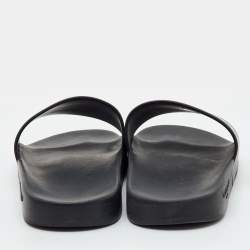 Pre Owned Givenchy Size 40 Black Rubber Logo Flat Slide Sandals