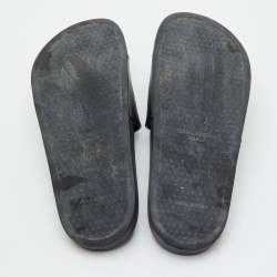Pre Owned Givenchy Size 40 Black Rubber Logo Flat Slide Sandals