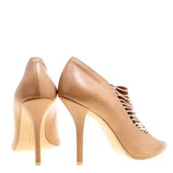 Givenchy Beige Leather Strappy Peep Toe Booties Size 40