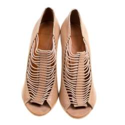 Givenchy Beige Leather Strappy Peep Toe Booties Size 40