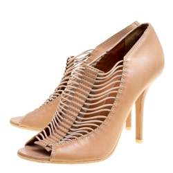 Givenchy Beige Leather Strappy Peep Toe Booties Size 40