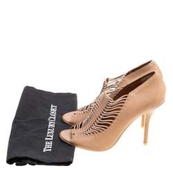 Givenchy Beige Leather Strappy Peep Toe Booties Size 40