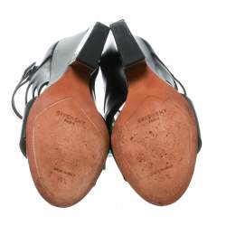 Pre Owned Givenchy Black Leather Wedge Sandals Size 35