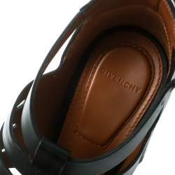 Pre Owned Givenchy Black Leather Wedge Sandals Size 35