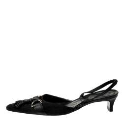 Givenchy Black Monogram Canvas Tassel Detail Pointed Toe Slingback Mules Size 39