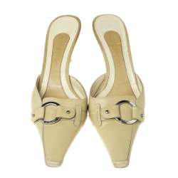 Givenchy Yellow Leather Square Toe Mules Size 37.5