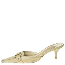 Givenchy Yellow Leather Square Toe Mules Size 37.5